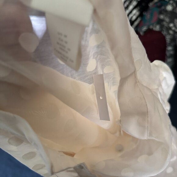 NWT H&M Sheer Ivory Cream Grace Kelly Neck Polka Dot Dress Sz M - Picture 10 of 10